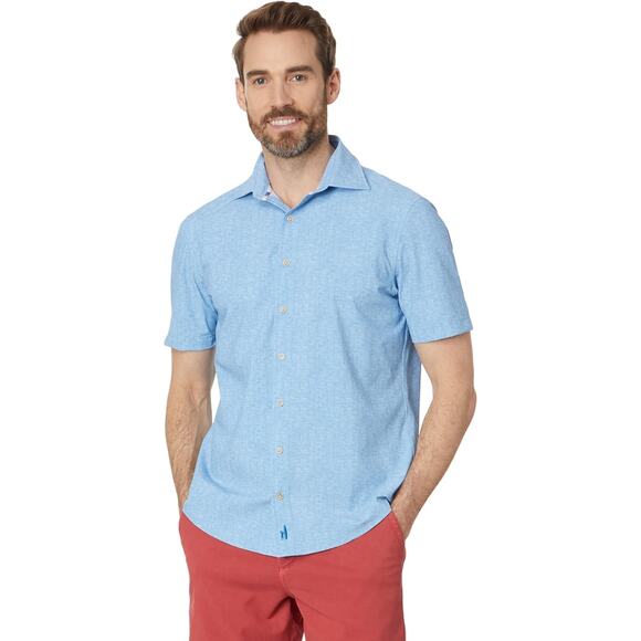 NEW NWT $158 johnnie-O Avin Jersey Knit Button Up Shirt Maliblu Blue Size S - Picture 1 of 8